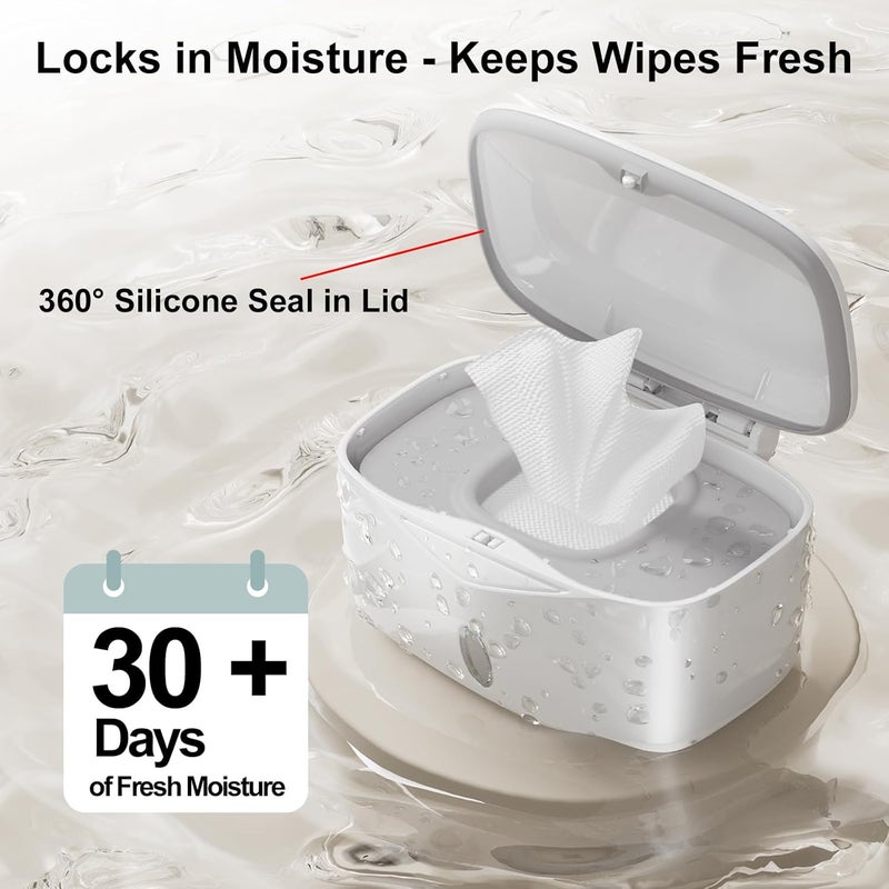 Seposeve Wipes Dispenser with Weighted Plate, X2 PRO, Perfect Pull Baby Wipe Holder, Refillable Wipe Container, Keeps Wipes Fresh, One-Handed Operation. Non-Slip, Easy Open/Close Wipes Case, Grey - Image 2